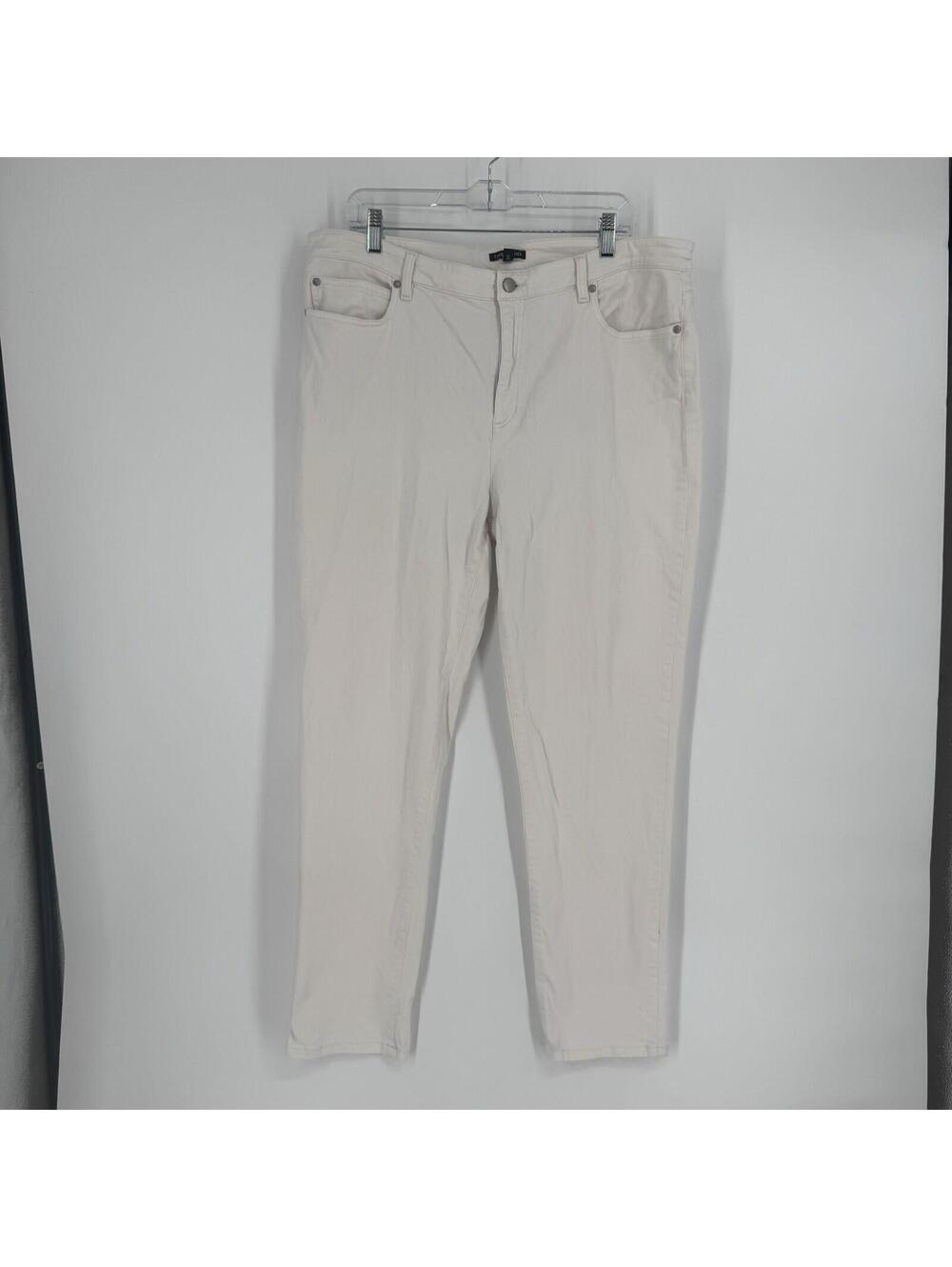 Eileen Fisher Pants 18 white high rise organic cotton minimalist stretch office